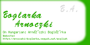 boglarka arnoczki business card