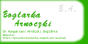 boglarka arnoczki business card